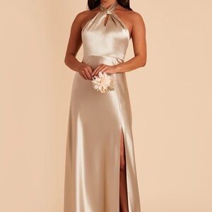 Birdy Grey - Monica Shiny Satin Dress - Neutral Champagne